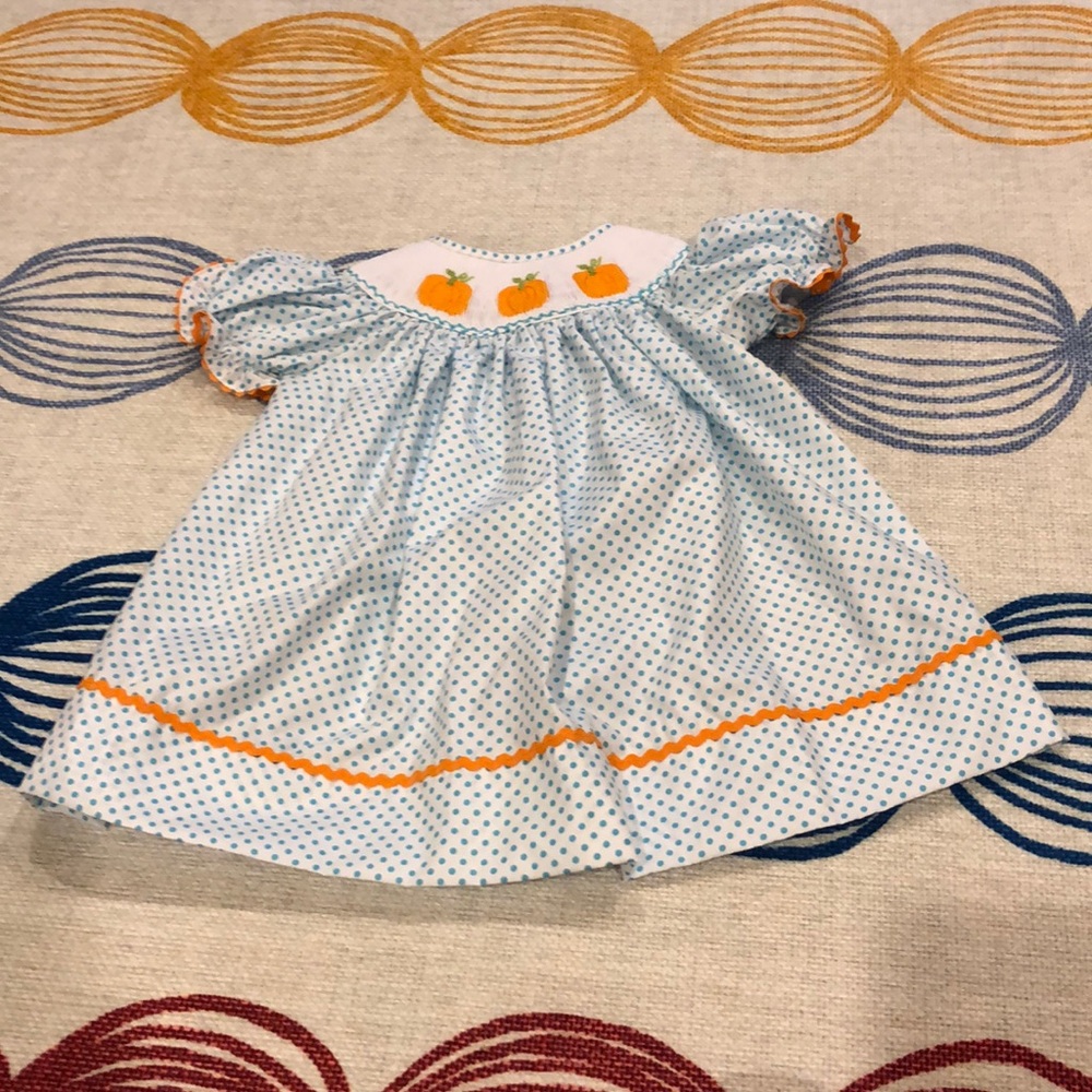 Pumpkin Smocked Dress 9m